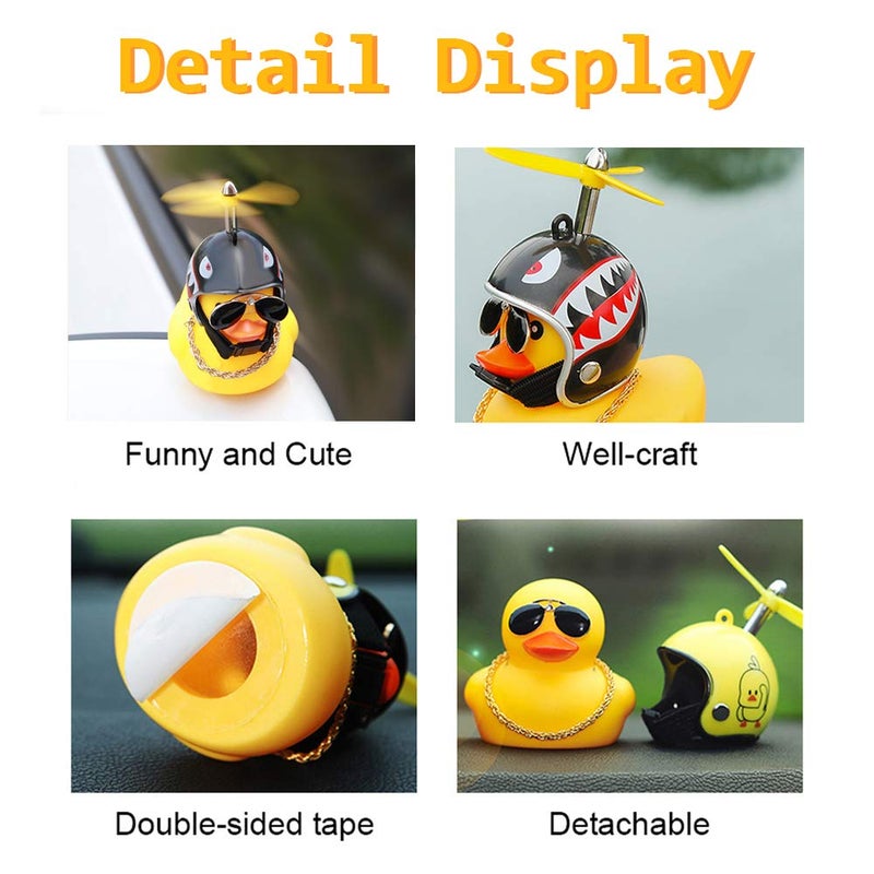 wonuu Rubber Duck Car Ornaments Yellow Duck Car Dashboard Decorations with Propeller Helmet (Shark) - Image 3